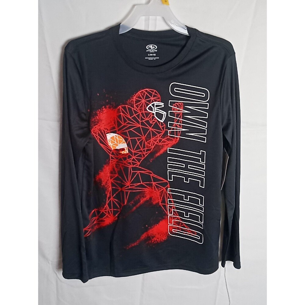Athletic Works Boys LG 10/12 Long Sleeve Graphic Shirt  OWN THE FIELD Football
